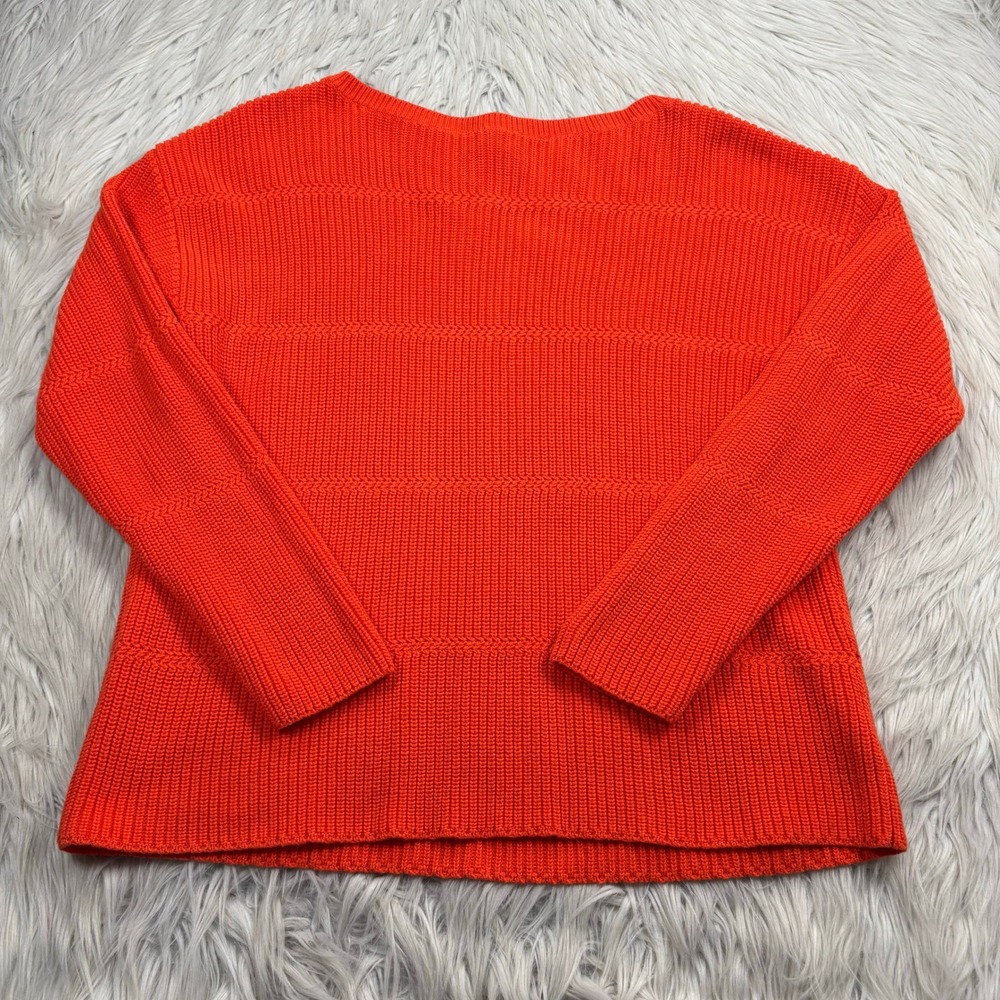 Talbots Women's LP Hot Red Orange Pima Cotton Sweater Boat Neck Preppy